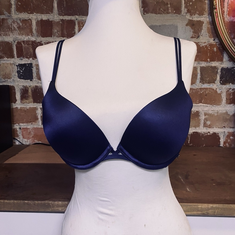 Victoria's Secret padded navy blue Very Sexy push-up T-shirt‎ bra 32D